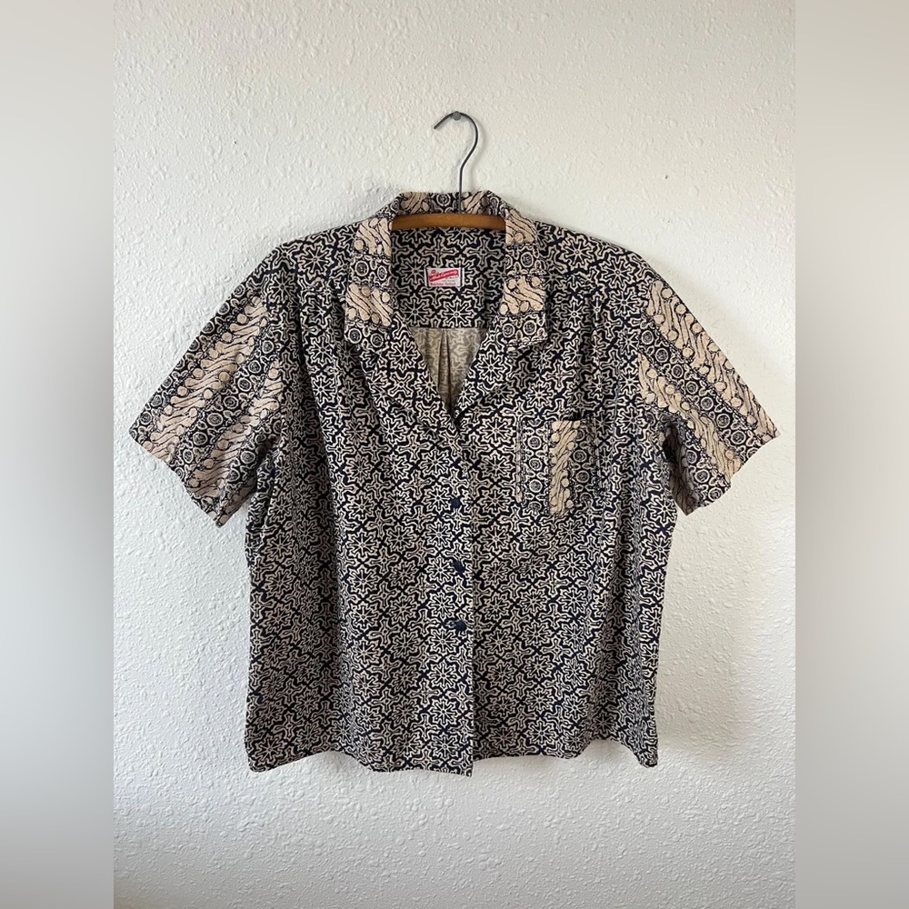 Handmade Oversized Block-Print Top One Size